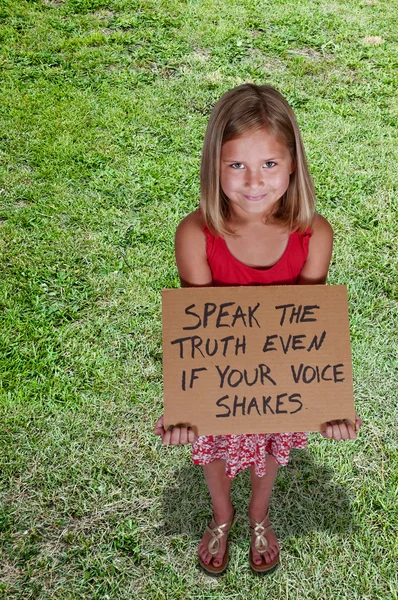 Little Girl Holding a Sign — Stock Photo, Image