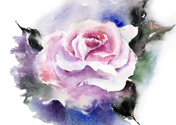 Rosa em aquarela — Fotografia de Stock