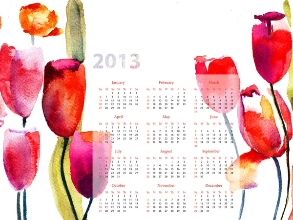 Färgglad kalender för 2013 — Stockfoto