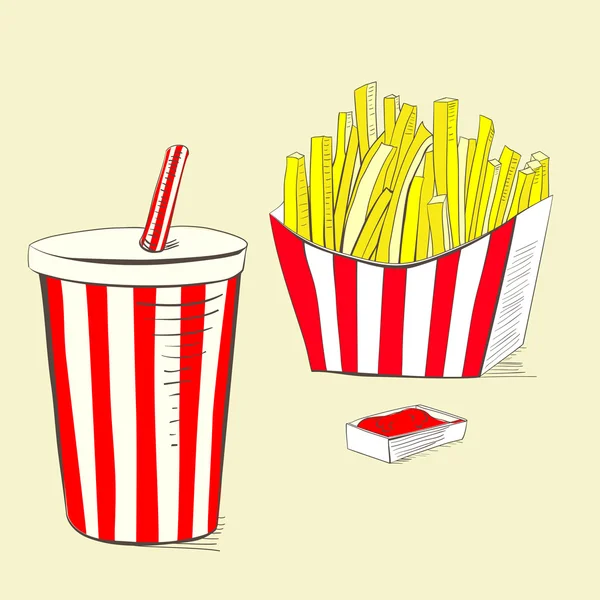 Boisson soda aux frites — Image vectorielle