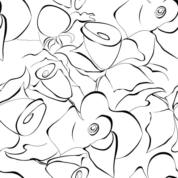 Bezešvá tapeta s květy, stylizované růže — Stockový vektor