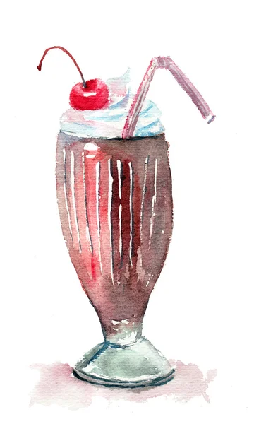 ガラスのクリームと温かいチョコレート飲み物 — ストック写真