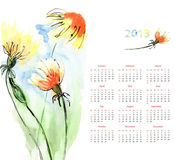 タンポポのカレンダー — ストック写真