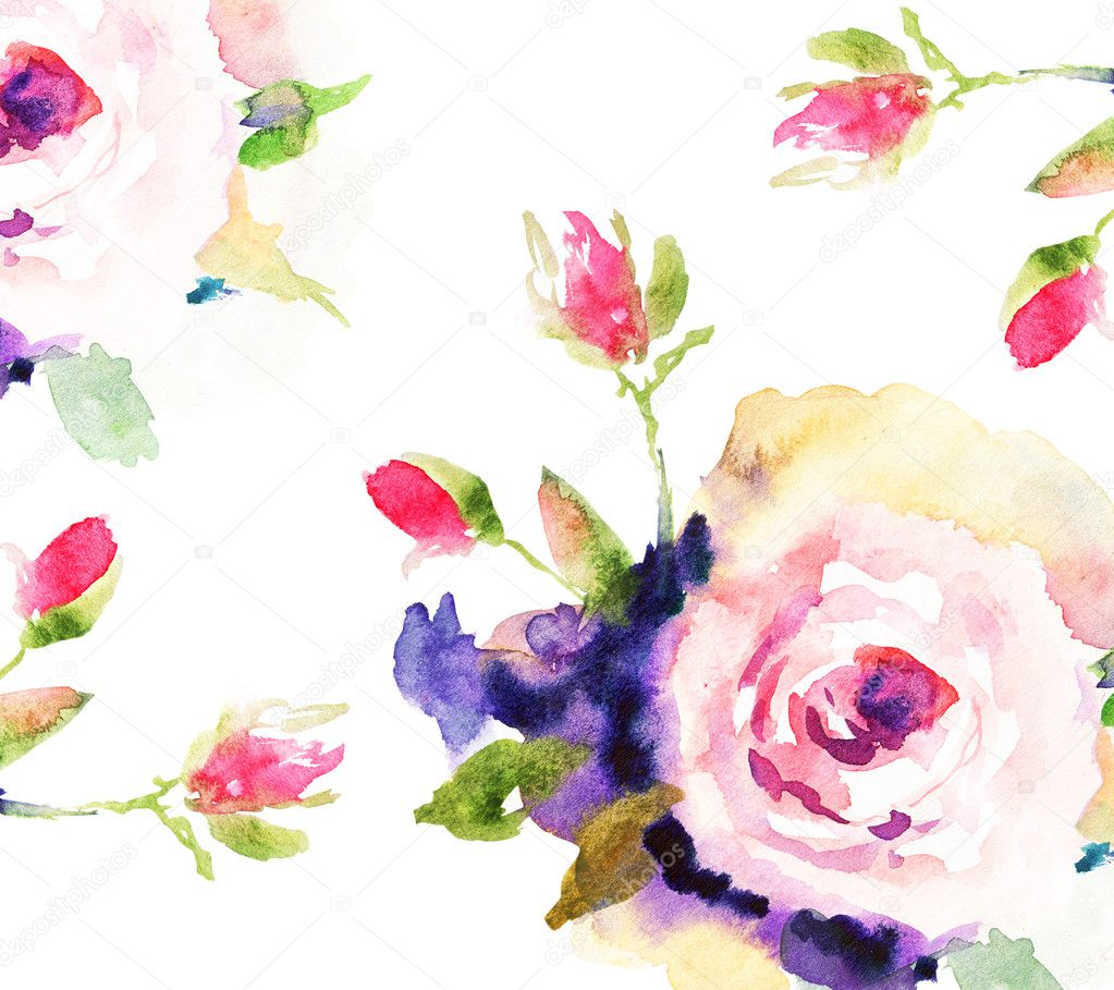 Roses, watercolor illustration