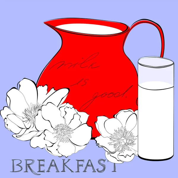Ilustración de jarra con leche — Vector de stock