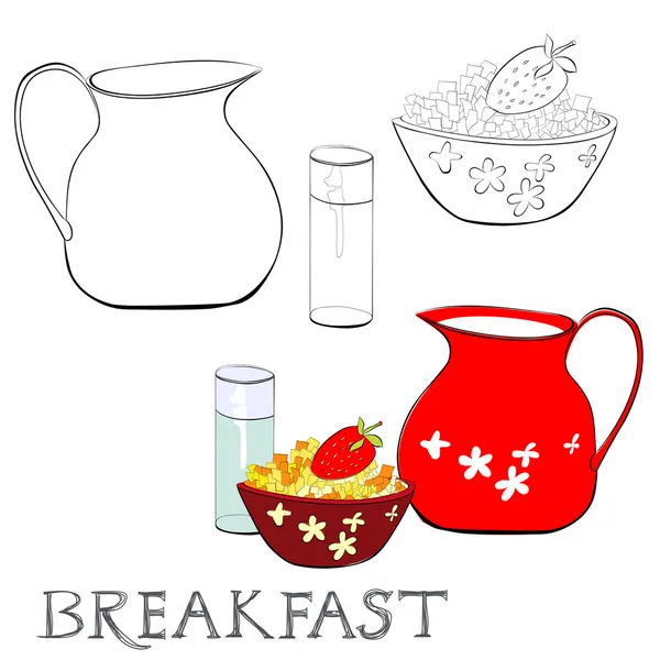 Desayuno con copos de maíz — Archivo Imágenes Vectoriales