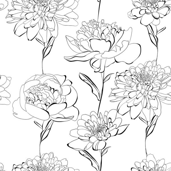 Motif sans couture avec beaucoup de fleurs — Image vectorielle