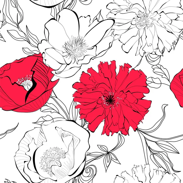 Modèle sans couture avec des fleurs de pavot — Image vectorielle