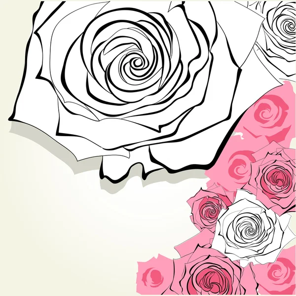 Fundo decorativo com rosas estilizadas — Vetor de Stock