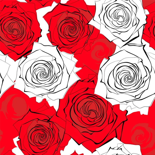 有玫瑰花的无缝制墙纸 — 图库矢量图片