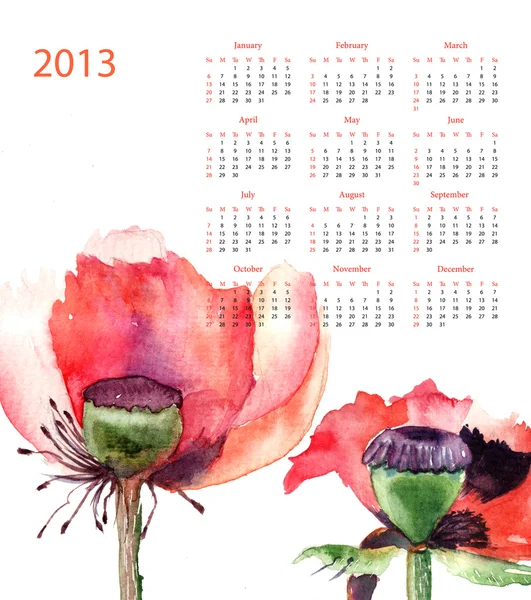 Šablona pro kalendář 2013 — Stock fotografie