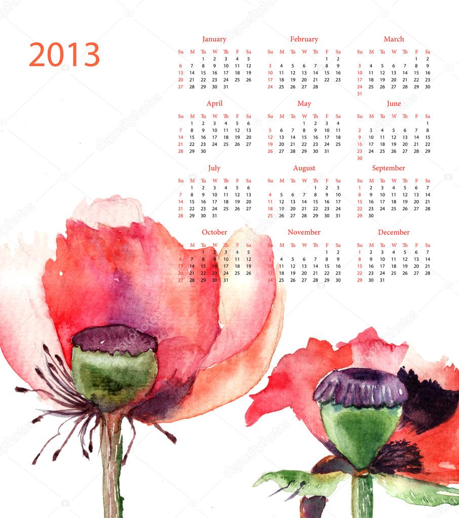 Template for calendar 2013