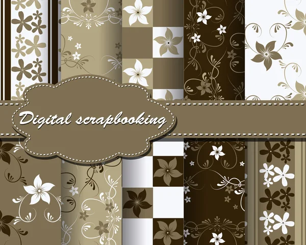 Set of vector flower paper for scrapbook — Stock Vector