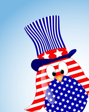  blue sky background with penguin fourth of July