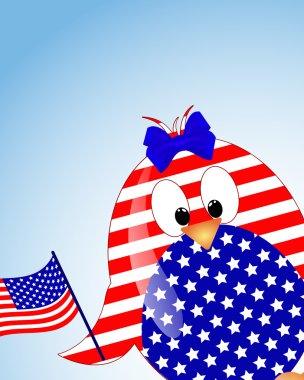  blue sky background with penguin fourth of July