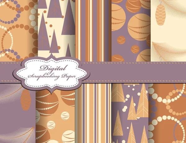 Set of Christmas vector paper for scrapbook — Wektor stockowy