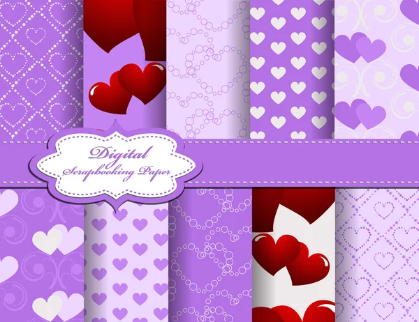 Set de papier vectoriel Saint Valentin pour scrapbook — Image vectorielle