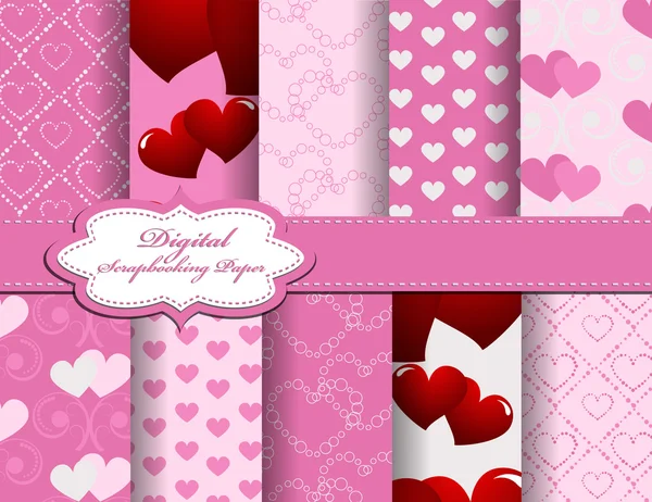 Set de papel vectorial de San Valentín para álbum de recortes — Vector de stock