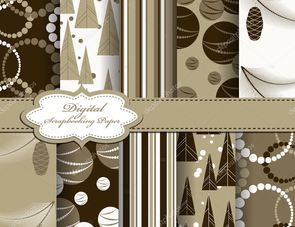 Set of Christmas vector paper for scrapbook