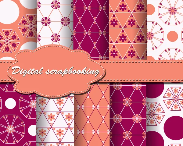 Set of vector flower paper for scrapbook — Stock Vector