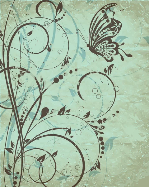Векторний квітковий фон з метеликом — стоковий вектор