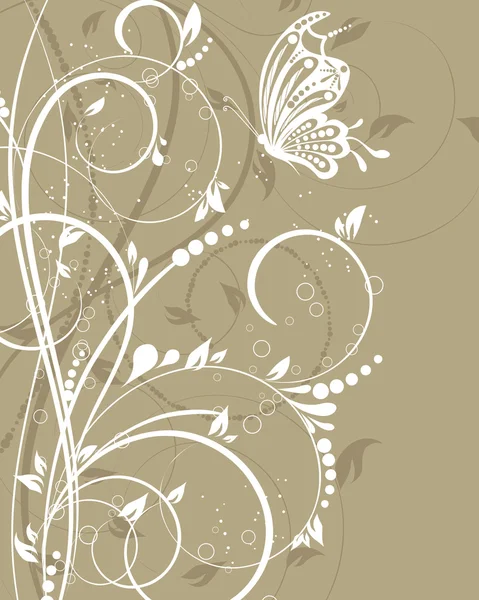 Fond de fleur vectoriel avec papillon — Image vectorielle