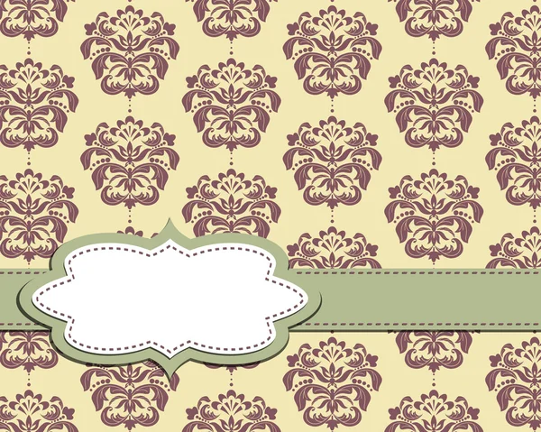 stock vector Vector vintage frame on damask background