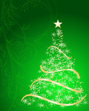 Stylized Christmas tree on decorative floral background clipart