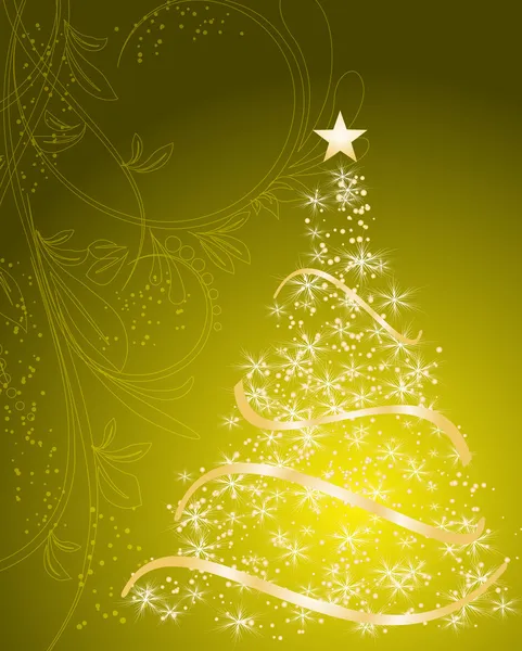 Stilizált karácsonyfa dekoratív virágos háttér — Stock Vector