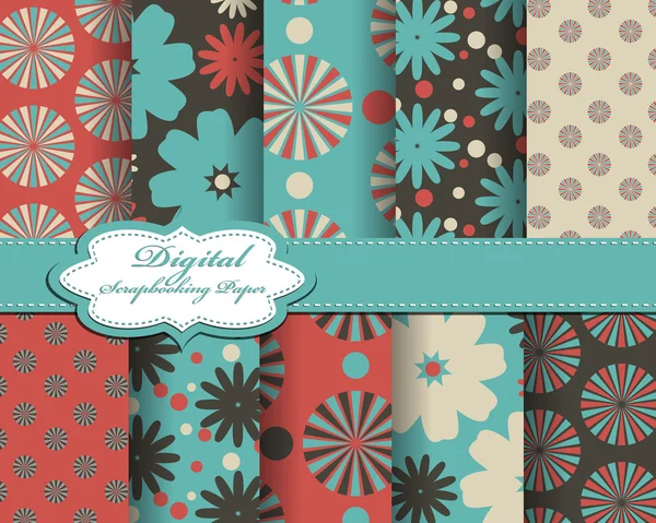 Set of vector flower paper for scrapbook — Stock Vector