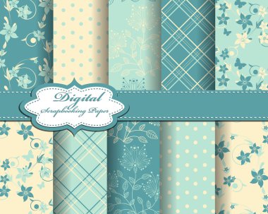 Set of flower vector paper for scrapbook clipart