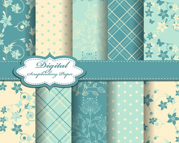 Set van bloem vector papier voor scrapbook — Stockvector