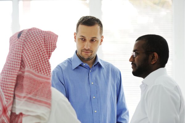 Business meeting somewhere in the Middle east