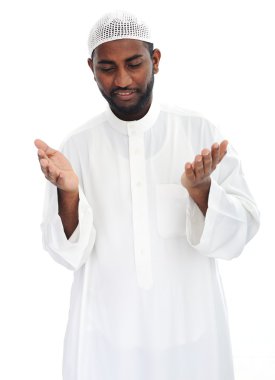 Black arabic man praying clipart