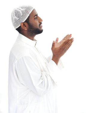 Black arabic man praying clipart