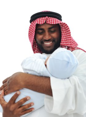 mutlu Arap baba holding bebek