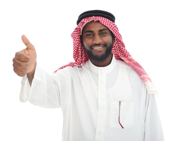 Arabiska Mellanösterns svart man med tummen upp — Stockfoto