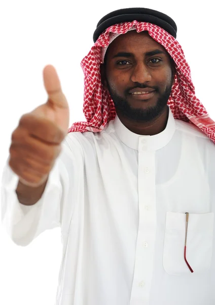 Арабский ближневосточный черный мужчина с большим пальцем вверх — стоковое фото