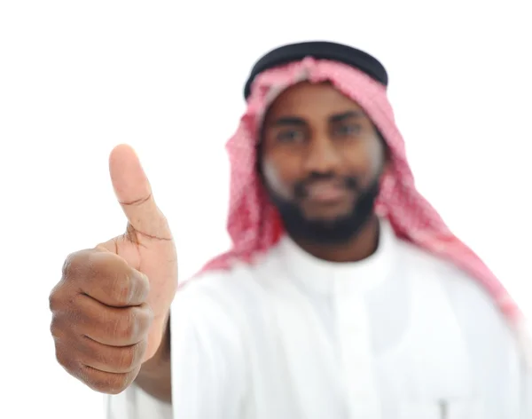 Арабский ближневосточный черный мужчина с большим пальцем вверх — стоковое фото