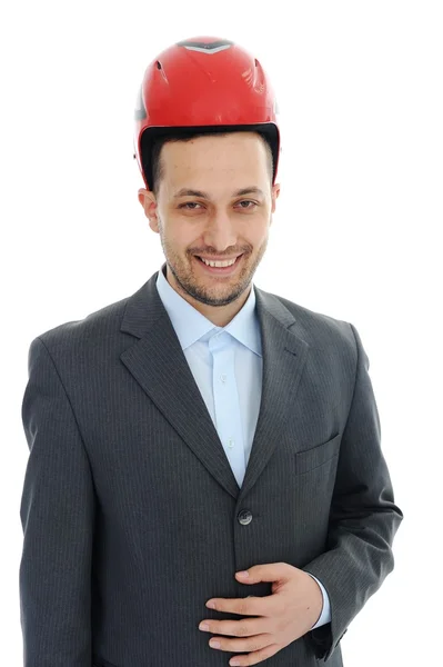 Portrait of young man wearing helmet — Stock Photo, Image