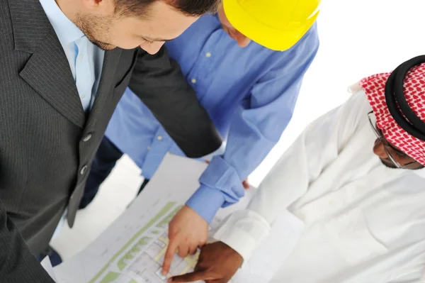 Architects at Middle east discussing engineering design project — Stock Photo, Image