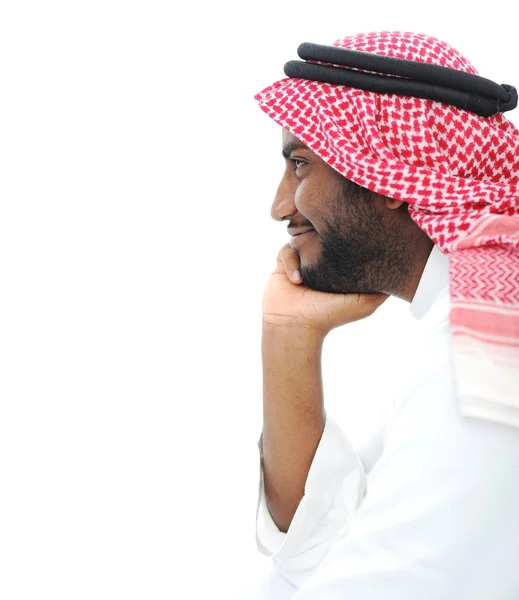 Feliz sucesso árabe perfil de empresário retrato com cópia s — Fotografia de Stock