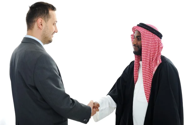 Sheikh fazendo um acordo com o empresário caucasiano — Fotografia de Stock