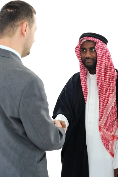 Sheikh κάνουν μια συμφωνία με Καυκάσιος επιχειρηματίας — Φωτογραφία Αρχείου