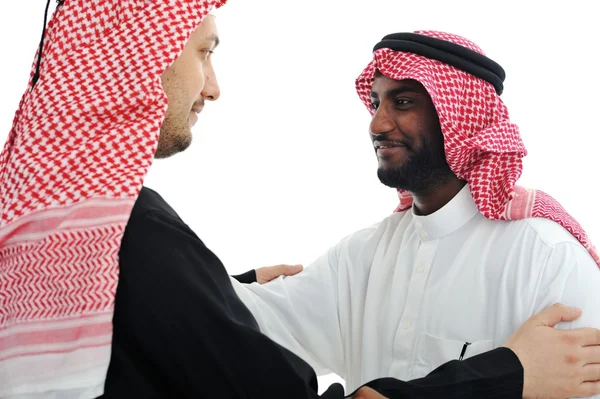 Dois homens árabes tendo reunião quente — Fotografia de Stock