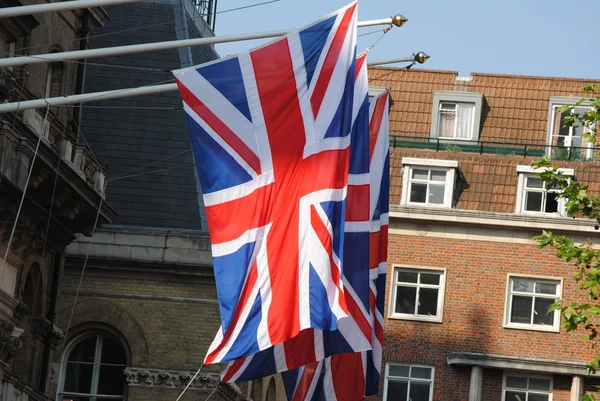 Bandeiras britânicas em Londres — Fotografia de Stock