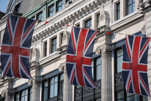 Bandeiras britânicas em Londres — Fotografia de Stock