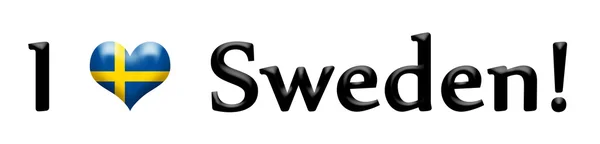 Підпис, я люблю Швеції ізольовані на білому — стокове фото