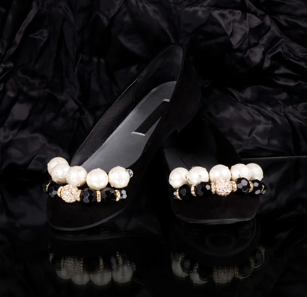 Módní černé boty — ストック写真