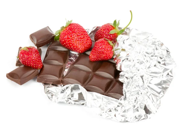 Red tasty strawberry in chocolate — Stock Photo, Image